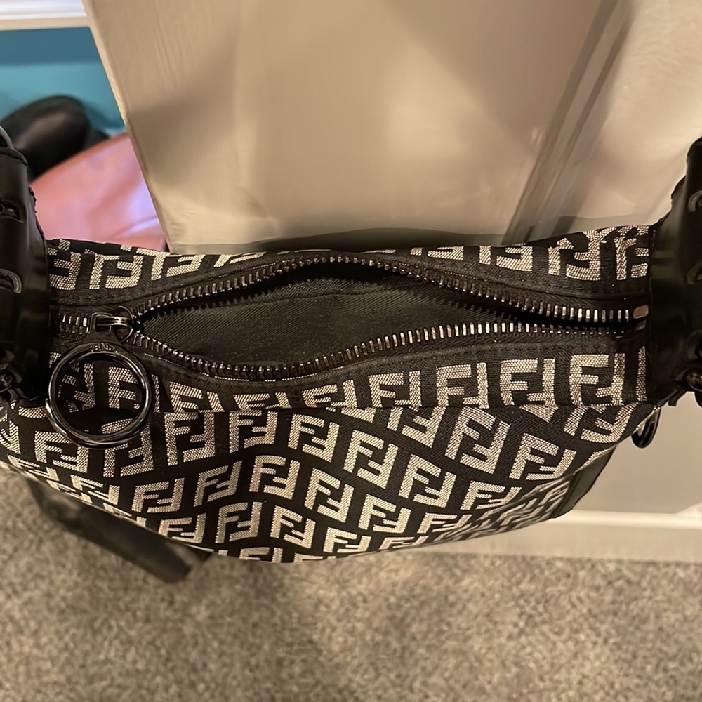 Fendi bag shoulder bag back and gray 12” tall purse shoulder bag - Picture 5 of 7